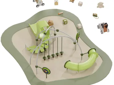 Childrens Play Area 4 Low-poly 3D model
