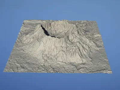 Landscape Environment Volcano Snow 02 Low-poly 3D model