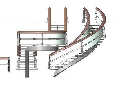 Metal-Wood Stairs 2 3D model