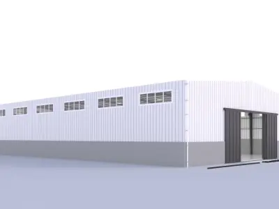 Steel Structure Warehouse - 24m X adjustable length - 3D model