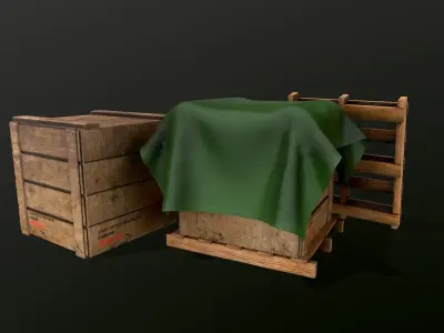 Wood Crate Game Ready Low-poly 3D model