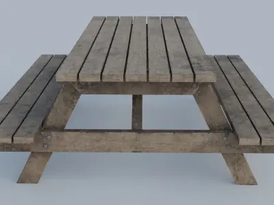 Worn Picnic Bench Low-poly 3D model