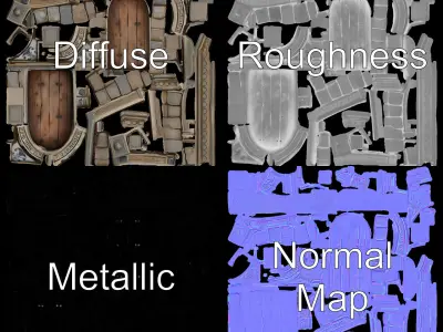 Gothic Stone Archway Door Model Pack Low-poly 3D model