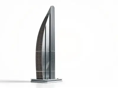 Futuristic Skyscraper Architectural Structure Low-poly 3D model