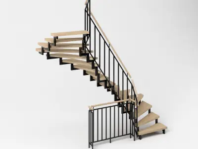 Stair - Modern Open Stairs and Railing 3D model