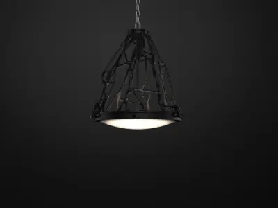 Lampshade pendant light with candle inside 3D model