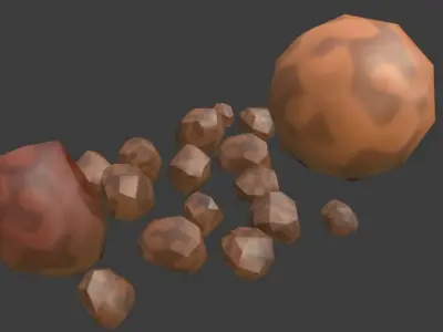 Stylized Wet Brown Rocks of Lake Pack Low-poly 3D model