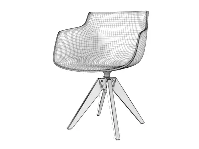 Flow Armchair VN 4-legged oak 3D model