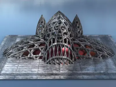 Hellgate modern temple exterior 3D model