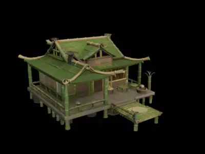 Bamboo building 3D model