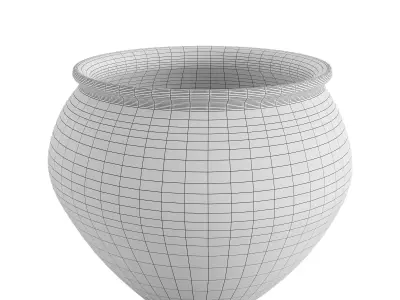 Handmade Terra Cotta Drum Vase in Green Crackle Glaze 3D model