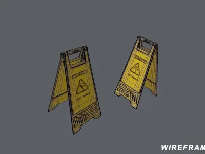 Wet Floor Sign Low-poly 3D model