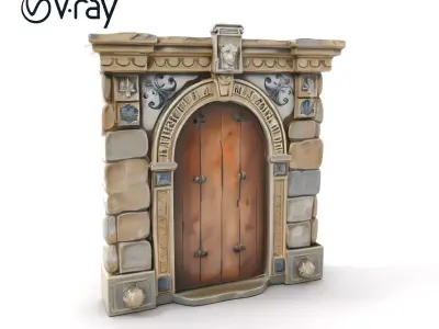 Gothic Stone Archway Door Model Pack Low-poly 3D model