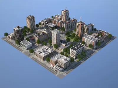 City medium size Low-poly 3D model