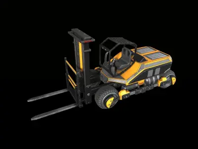 PBR Sci-fi forklift Low-poly 3D model