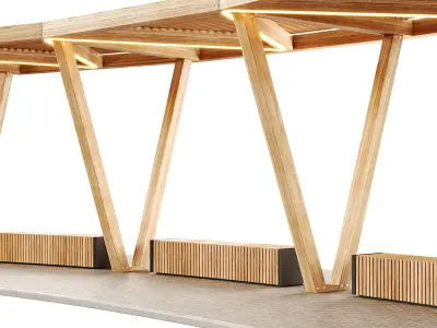 Pergola with swings benches 3D model