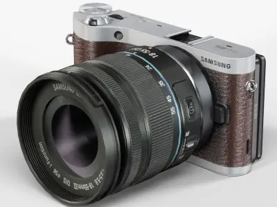 Samsung NX300 Brown mirrorless digital camera Kit 18-55mm lens Low-poly 3D model