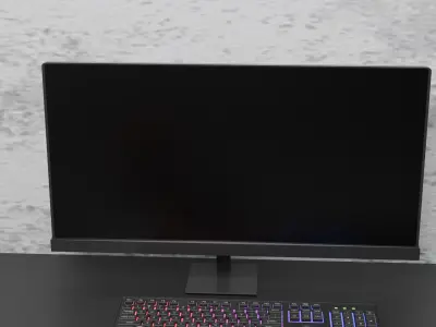 Black Modern Stylish Gaming Desk Low-poly 3D model