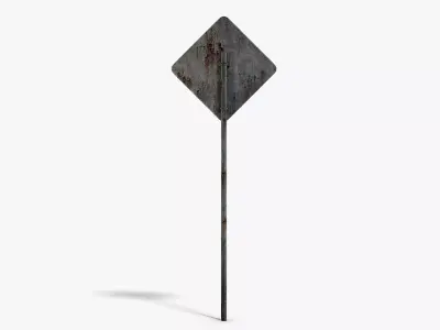 Damaged Airport Warning Sign Low-poly 3D model