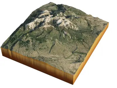 Peak of Mount Waas in the La Sal Mountains 3d terrain 3D model