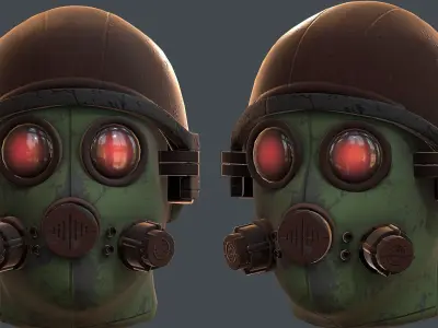 Gas mask helmet 3d model scifi Low-poly  Low-poly 3D model 204