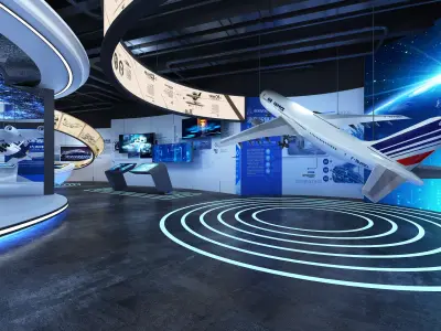 Futuristic Exhibition Interior Sci Fi Hall Low-poly 3D model get