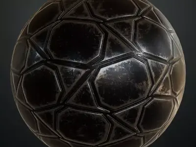 Dark Futuristic Hexagonal Metal Plate PBR Seamless Texture