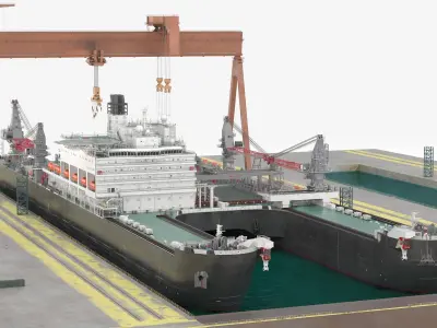  Offshore Construction Vessel in Shipyard Dock 