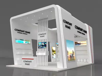Booth Exhibition Stand Stall 6x9m Height 500 cm 3 Side Open 3D model purchase