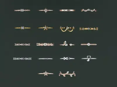 Light Gold Rings 3D print model