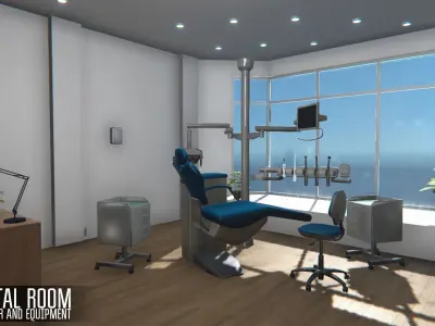 Dental room - interior and equipment Low-poly 3D model