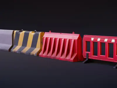 Road Divider Barrier - Stylized Pack Low-poly 3D model