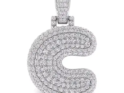Bubble C Initial Pendant 3D print model