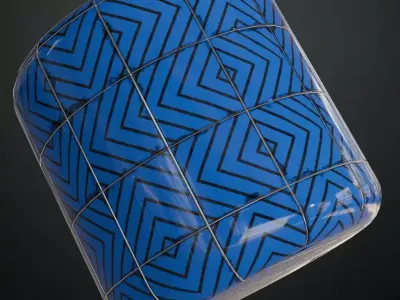 Modern Glossy Cobalt Blue Chevron Accent Tiles PBR Seamless Texture