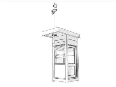container guard booth 125cm x 125cm with roof above many formats 3D model