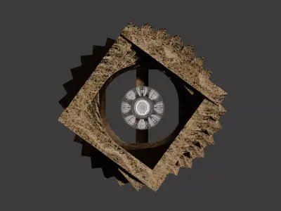 Funky Twisted Wood Lamp with Edison Bulb Low-poly 3D model