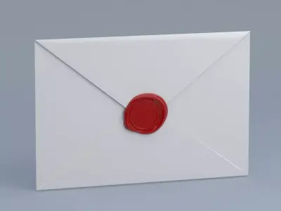 Envelope With Red Seal 3D model