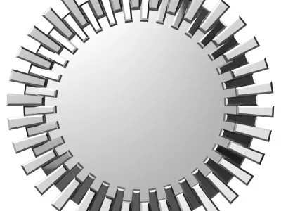 Deniece Sunburst Round Wall Mirror WRLO7344 3D model
