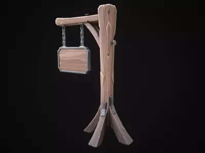 Stylized tavern sign Low-poly 3D model