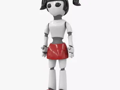 Robot Girl Low-poly 3D model