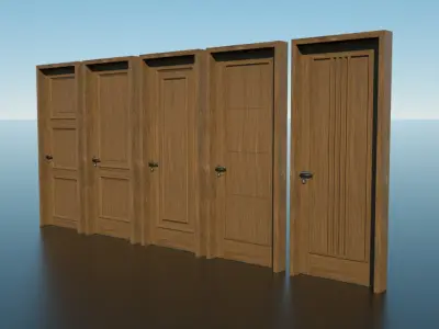 door PSL wooden bundle 3D model