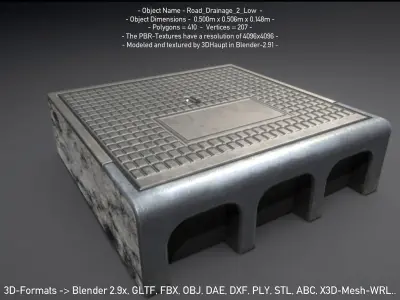 Road Drainage 2 Low Poly Version Low-poly 3D model