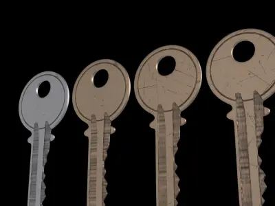 4 Old Keys  Low-poly 3D model