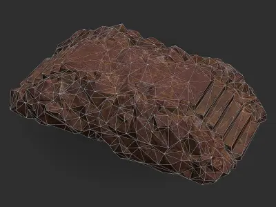 Stairs stone staircase 03 Low-poly 3D model