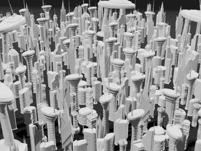 Sci-Fi Buildings Pack - 12 LOWPOLY 3D models Low-poly 3D model