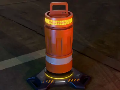 CyberPunk Traffic Drum V1 Game optimized Low-poly 3D model
