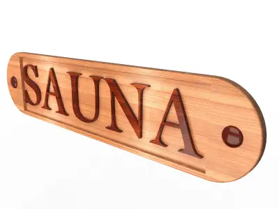 Wooden Sauna Sign Low-poly 3D model