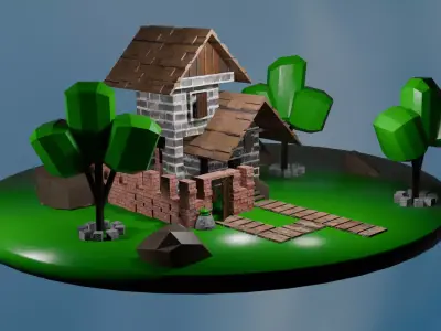 HOUSES  4 models 3D simple design  Low-poly 3D model