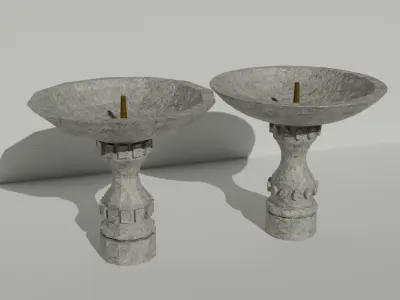 Marble Fountain Low Poly and High Poly Low-poly 3D model