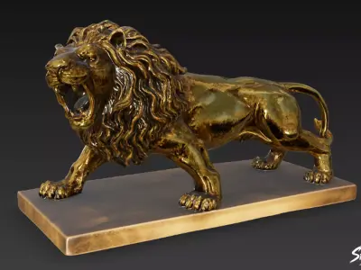 Lion Statue V50 Low-poly 3D model